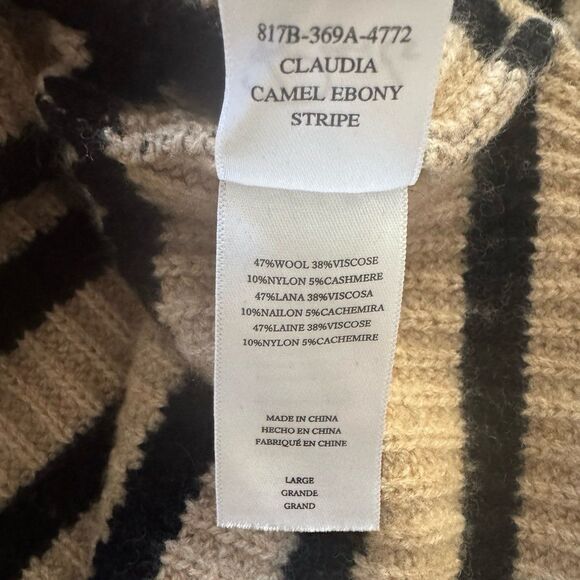 Rails Claudia Stripe Funnel Neck Sweater in Camel/Ebony Size Large - Picture 11 of 11
